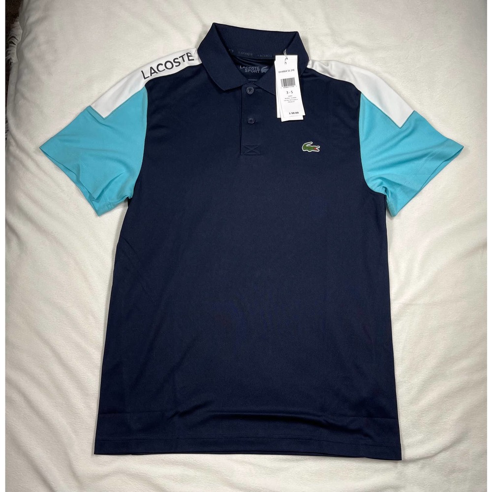 Lacoste Men's Colorblock Regular Fit Polo Shirt Size S Blue Short Sleeve NWT